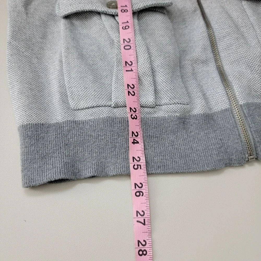 Banana Republic Sweater Men Size L Gray Full Zip Mock Pockets Cotton Long Sleeve